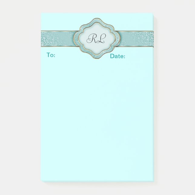 Elegant Custom Turquoise Banner Post it Notes (Front)