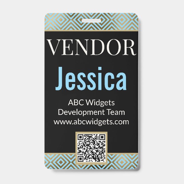 Elegant Custom Vendor Event Badge (Front)