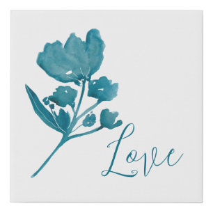 Elegant Custom Watercolor Love Teal  Faux Canvas P