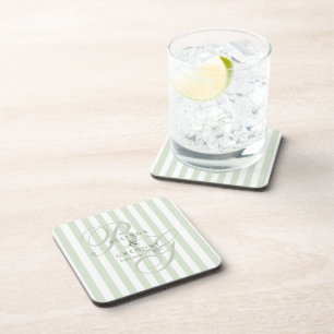 Elegant Custom Wedding Cocktail Decor Text Green Beverage Coaster