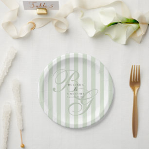 Elegant Custom Wedding Cocktail Napkins Text Green Paper Plates