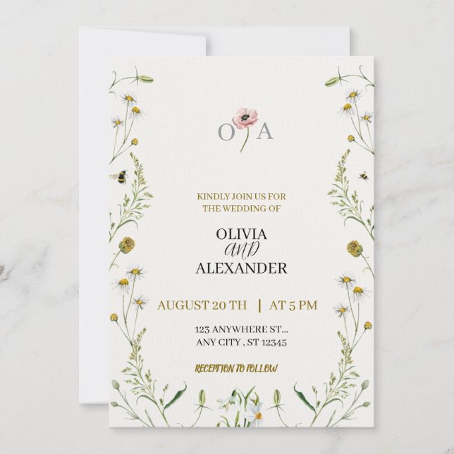 Elegant Custom Wedding Invitation  (Front)