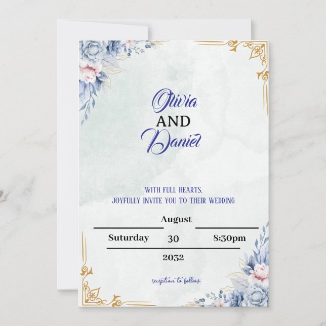 Elegant Custom Wedding Invitation  (Front)