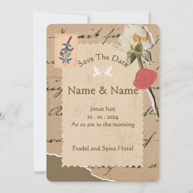 Elegant Custom Wedding Invitation 7 (Back)