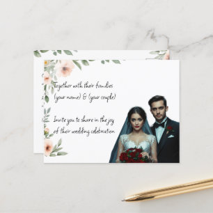Elegant Custom Wedding Invitation  Personalized  Postcard