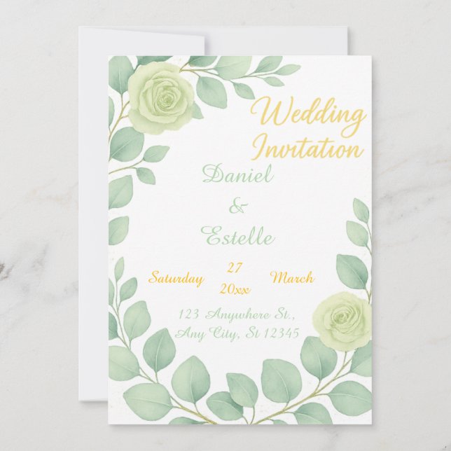 Elegant Custom Wedding Invitation with Accents (Back)