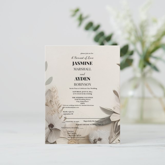 Elegant Custom Wedding Invitations  (Standing Front)