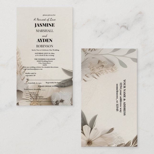 Elegant Custom Wedding Invitations  (Front/Back)