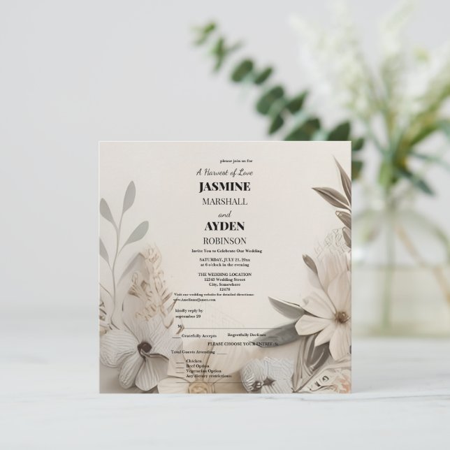 Elegant Custom Wedding Invitations  (Standing Front)
