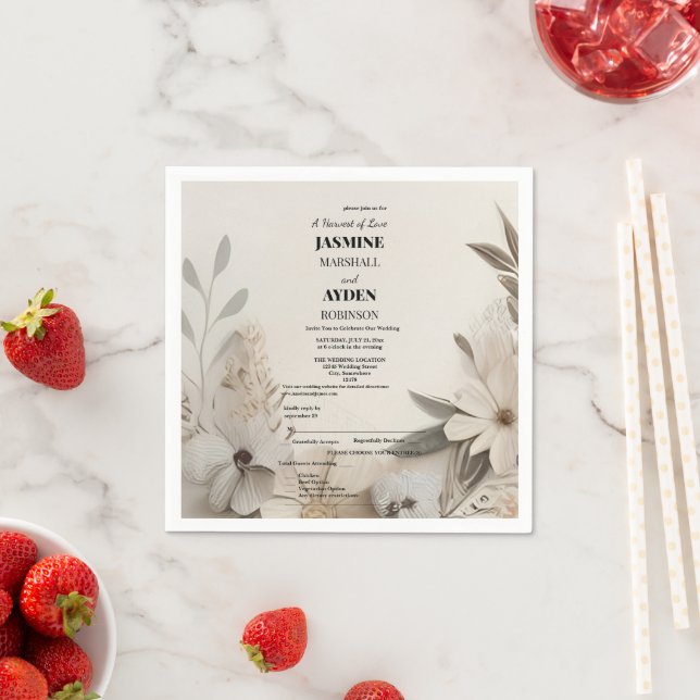 Elegant Custom Wedding Invitations  Napkins (Insitu)
