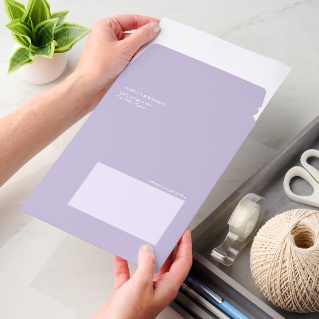 Elegant Custom Wedding Lavender Cardstock Envelope Mailers (Desk)