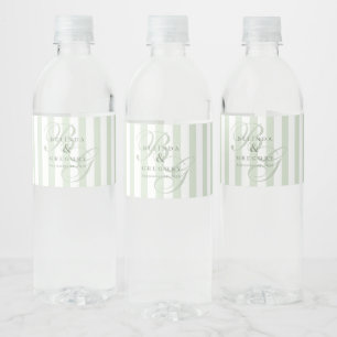 Elegant Custom Wedding Party Decor Text Green Water Bottle Label