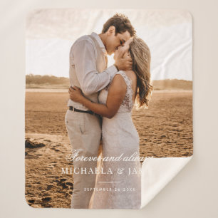 Elegant Custom Wedding Photo Bride & Groom's Names Sherpa Blanket