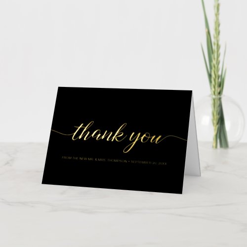 Elegant Custom Wedding Photo Script thank you Foil Greeting Card