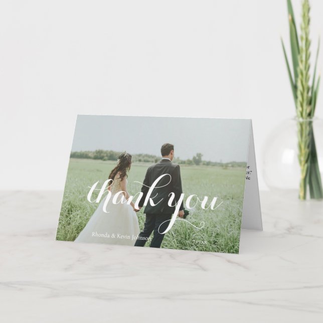 Elegant Custom Wedding Photo Thank You (Front)