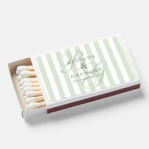 Elegant Custom Wedding Text Sage Green Favor Matchboxes