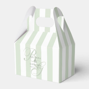 Elegant Custom Wedding Text Sage Green Stripes Favor Boxes