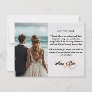 Elegant Custom Wedding Thank You Card with Flowers