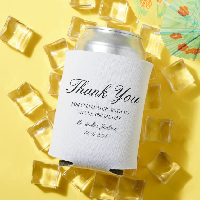 Elegant Custom Wedding Thank You Favor Can Cooler (In Situ Summer)