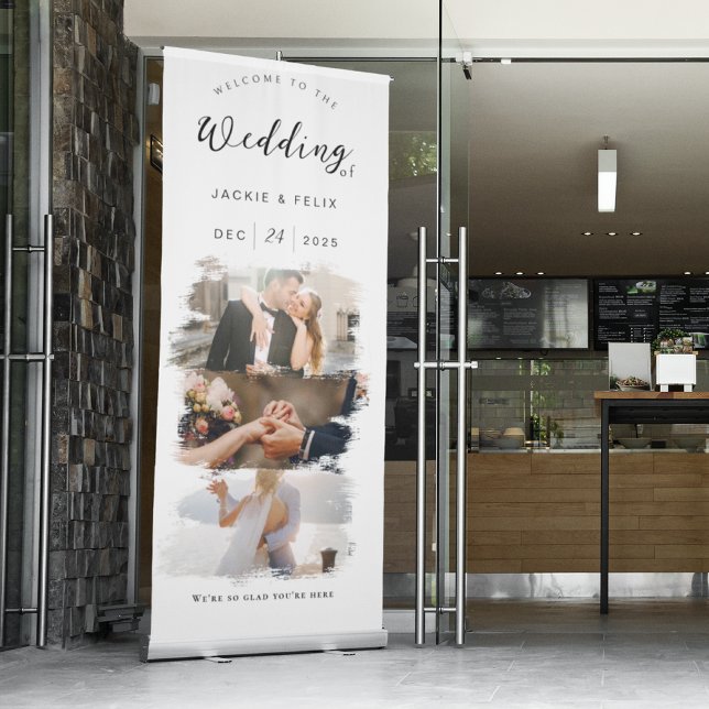 Elegant Custom Wedding Welcome Banner with Photos (Creator Uploaded)