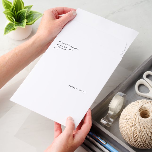 Elegant Custom Wedding White Cardstock Envelope Mailers (Desk)