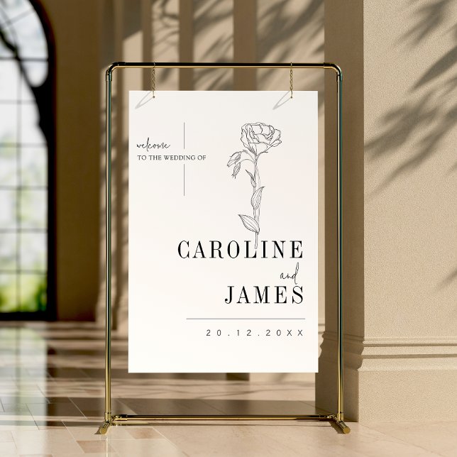 Elegant Custom Wedding with Line Art Flower  Foam Board (Creator Uploaded)