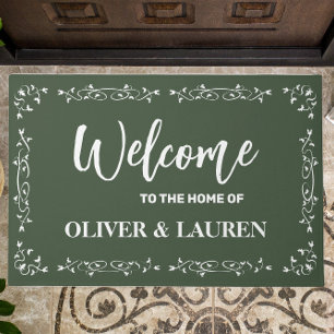 Elegant Custom Welcome To The Home Of   Sage Green Doormat