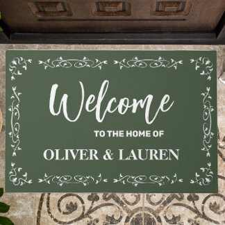 Elegant Custom Welcome To The Home Of | Sage Green Doormat