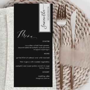 Elegant Custom with Guest Name Black and White Menu