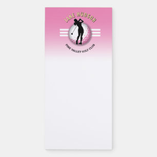Elegant Custom Women Golfer Design Magnetic Notepad