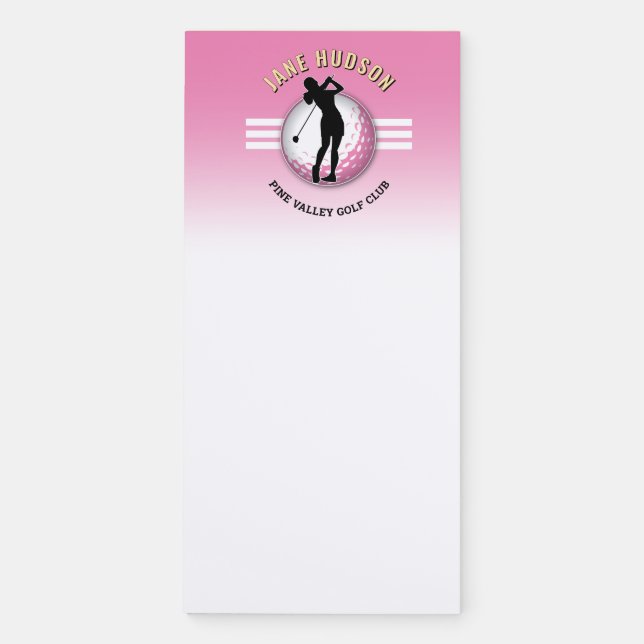 Elegant Custom Women Golfer Design Magnetic Notepad (Front)