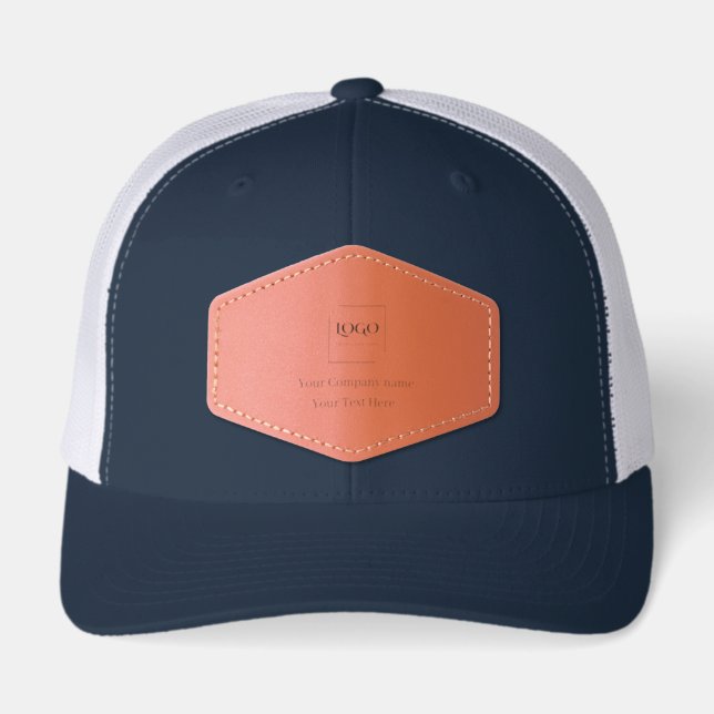 Elegant custom your logo template leather patch hat (Front)