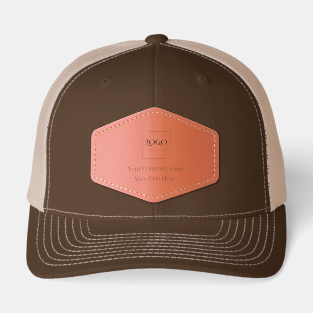 Elegant custom your logo template leather patch hat (Front)