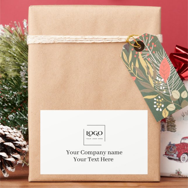 Elegant custom your logo template rectangular sticker (Holiday)