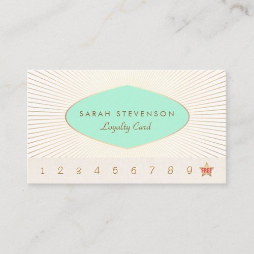 Vintage Turquoise and Gold Loyalty Punch Card Business Card Template