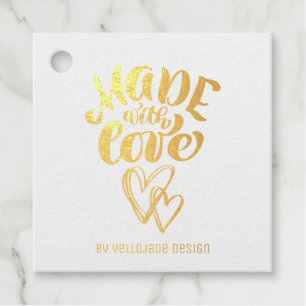 Elegant Customizable Calligraphy Made with Love Fo Foil Favor Tags