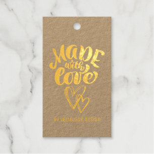 Elegant Customizable Calligraphy Made with Love Foil Gift Tags