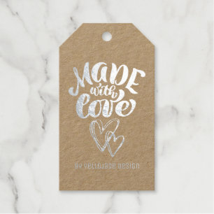 Elegant Customizable Calligraphy Made with Love Foil Gift Tags