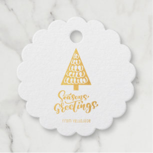 Elegant Customizable Christmas Seasons Greetings F Foil Favor Tags