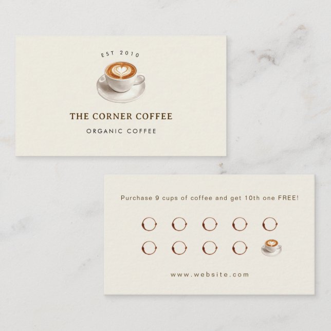 Elegant customizable Coffee shop Loyalty Business Card (Front/Back)