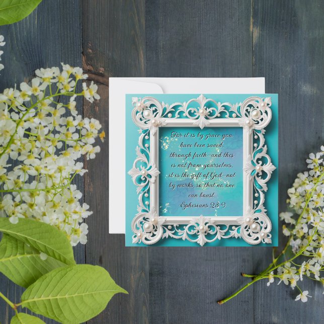 Elegant Customizable Downloadable White Frame Holiday Card (Creator Uploaded)
