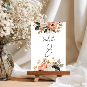 Elegant Customizable Floral Table Number Cards