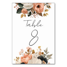 Elegant Customizable Floral Table Number Cards