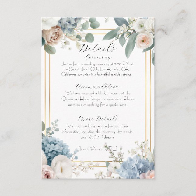 Elegant Customizable Floral Wedding Enclosure Card (Front)