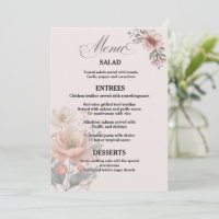 Elegant Customizable Floral Wedding Menu Card