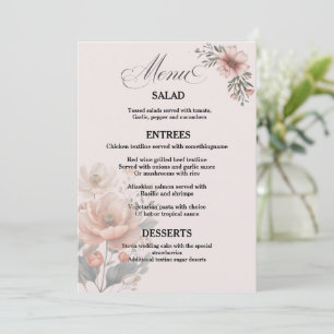 Elegant Customizable Floral Wedding Menu Card