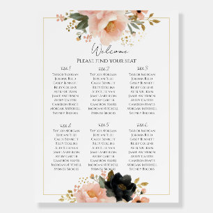 Elegant Customizable Floral Wedding Seating Chart  Foam Board