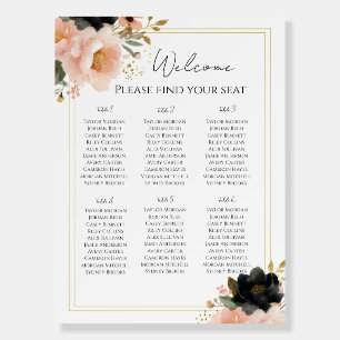 Elegant Customizable Floral Wedding Seating Chart  Foam Board