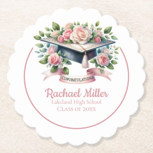 Elegant Customizable Graduation Celebration Plate Paper Coaster