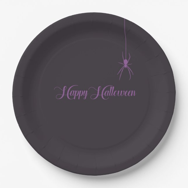 Elegant Customizable Happy Halloween Paper Plate (Front)